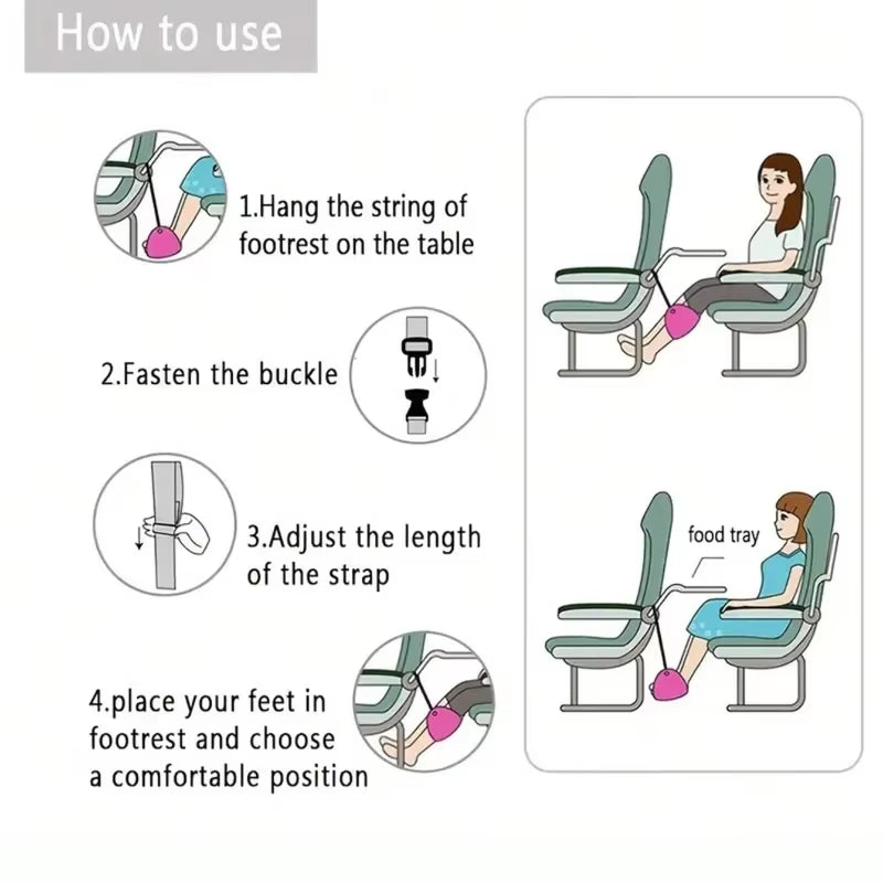 Travel Accessories Portable Simple Travel Airplane Footrest Adjustable Travel Safety Belt Lightweight Office Hammock Footrest